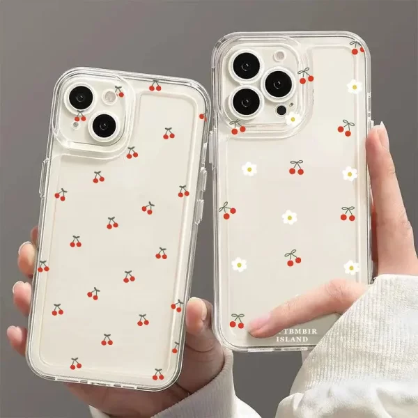 INS Red Cherry Floral Clear Case For Xiaomi 1