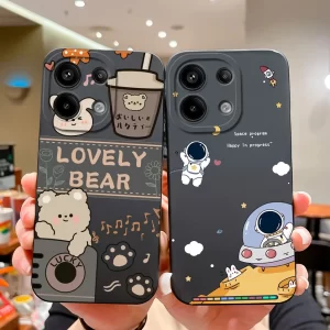 Cute Milk Tea Bear Liquid Silicone Case for Redmi Note 13 Pro 1