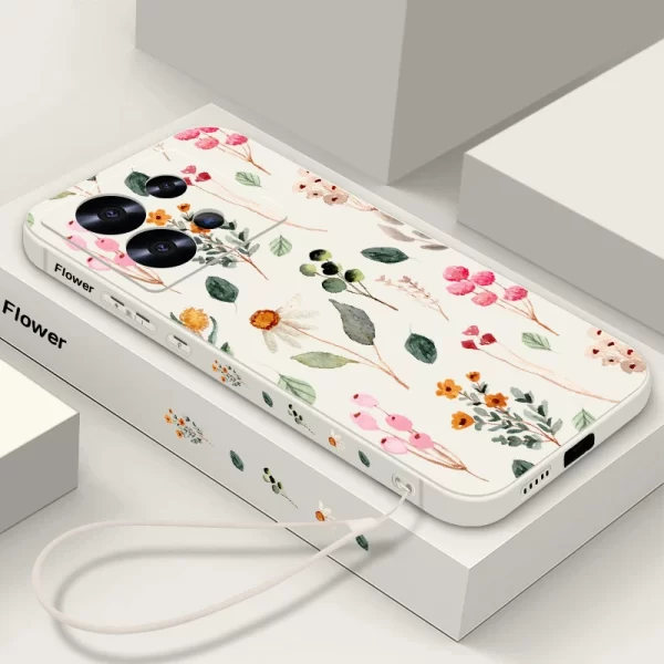 Luxury Flower Print Lanyard Case For Xiaomi 1