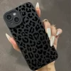 Black Leopard Print Soft Silicone Case for iPhone 16, 15, 14, 13, 12, 11 Pro Max 3