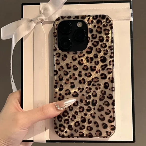 Leopard Print Clear Silicone Case for iPhone 16, 15, 14, 13, 12, 11 Pro Max 1