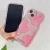 Pink Peach Cherry Soft Clear TPU Case – Wavy Flower Bumper Silicone Cover for iPhone 2