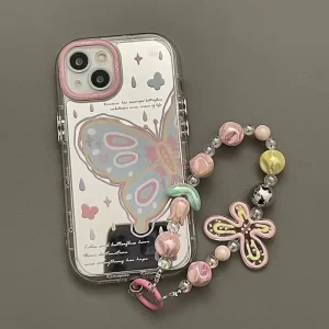 Pink Butterfly Silicone Case – Soft Shockproof Cover for iPhone 1