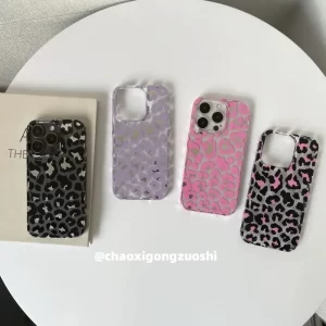 Leopard Print Pink Purple Case – Y2K Soft Back Cover for iPhone 1