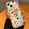 Transparent Fruit Juice Flower Pattern Case for iPhone 16, 14, 12, 13 Pro Max 4