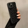 Black Leopard Print Matte Case for iPhone – Trendy Soft Silicone Cover 2