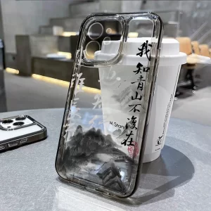 Transparent Aesthetic Chinese Style Case – Clear Art Protective Cover for iPhone 1