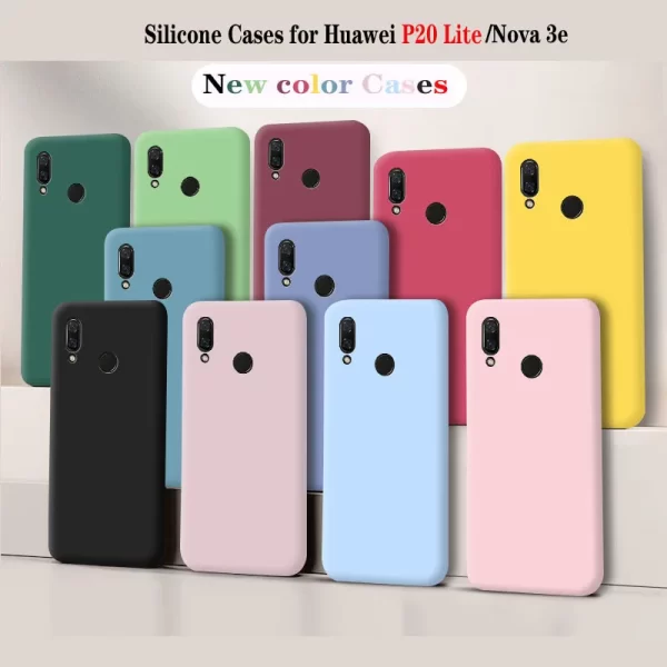 Shockproof Liquid Silicone Case for Huawei P20 Lite / Nova 3e 1