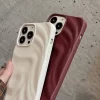 Ins Winter Wine Red 3D Pleats Wrinkle Soft Matte Phone Case for iPhone 6