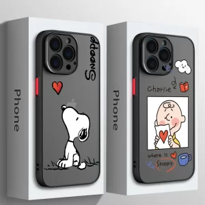 Cartoon Snoopy Frosted Case for iPhone – Translucent Soft Cover 1