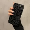 Black Leopard Print Soft Silicone Case for iPhone 16, 15, 14, 13, 12, 11 Pro Max 6