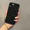 Black Leopard Print Matte Case for iPhone – Trendy Soft Silicone Cover 3