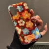 Perforated Vortex Shell Floral Case – Retro Small Flower Soft Cover for iPhone 3