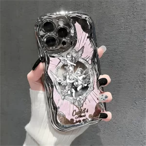 Retro Cupid Angel Electroplated Soft Shell Phone Case for iPhone 1