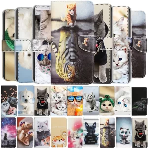 Cute Cat & Dog Wallet Flip Case for Huawei P Smart/P30/P40/Y Series 1