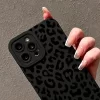 Black Leopard Print Soft Silicone Case for iPhone 16, 15, 14, 13, 12, 11 Pro Max 4