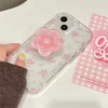 Cute Quicksand Pink Flower Holder Stand Case for iPhone 5