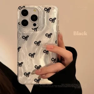 Luxury Silver Bow Knot Laser Phone Case for iPhone 1