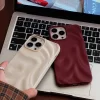 Ins Winter Wine Red 3D Pleats Wrinkle Soft Matte Phone Case for iPhone 4