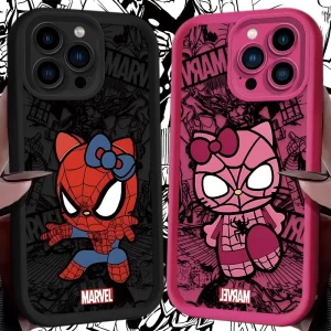 Spider-Man & Hello Kitty Silicone Case for iPhone – Cute TPU Shockproof Cover 1