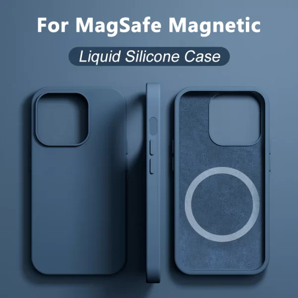 Original Liquid Silicone MagSafe Case for iPhone – Magnetic Wireless Charging Cover 1