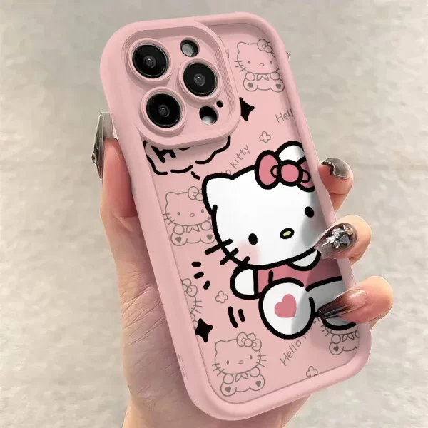 Sanrio Hello Kitty Clear Silicone Case for iPhone 16, 15, 14, 13, 12, 11 Pro Max 1