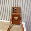 Crossbody Lanyard Necklace Card Holder Case – 3D Love Heart Cover for iPhone 6