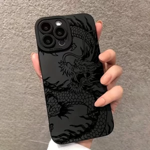 Black Dragon Matte Case for iPhone – Stylish Soft Cover 1