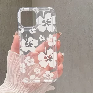 White Flower Clear Phone Case 1