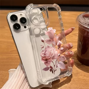 Flower Silicone Transparent Case – Soft Shockproof Bumper for iPhone 1