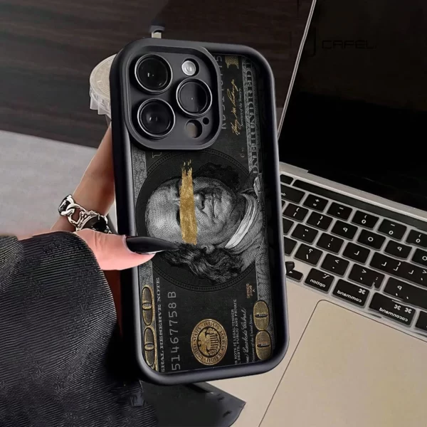 Black Dollars Banknote Case for iPhone – Full-Coverage Shockproof Silicone Cover 1