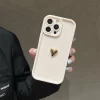 3D Gold Heart Soft Silicone Case for iPhone 16, 15, 14, 13, 12, 11 Pro Max 3