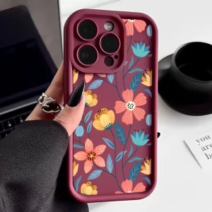 Colorful Flowers Silicone Bumper Phone Case for iPhone 1