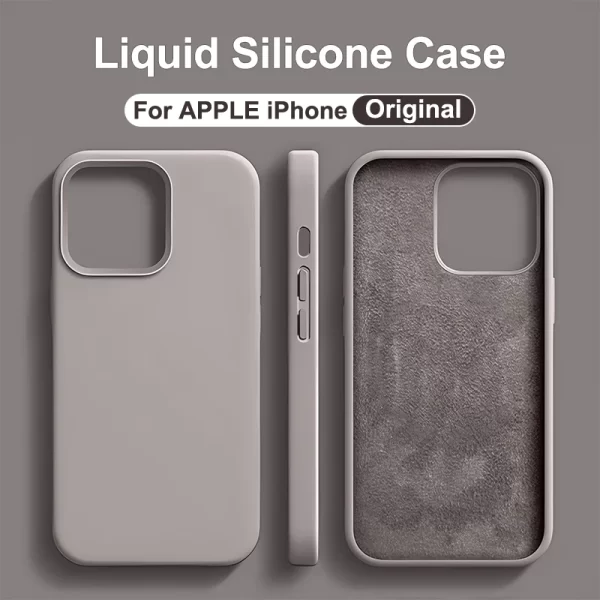 Original Liquid Silicone Shockproof Case for iPhone 16, 15, 14, 13, 12, 11 Pro Max 1