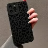 Black Leopard Print Soft Silicone Case for iPhone 16, 15, 14, 13, 12, 11 Pro Max 2