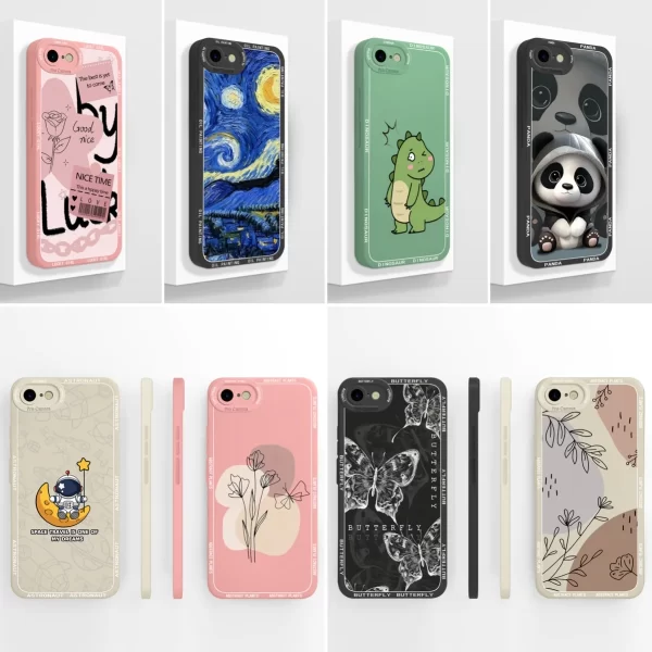 Oil Painting Silicone Case for iPhone – Full Protection Liquid Silicone Cover 1