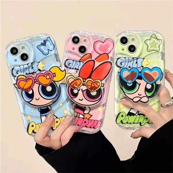 Powerpuff Girls Stand Case – Wavy Edge Soft Cover for iPhone 1