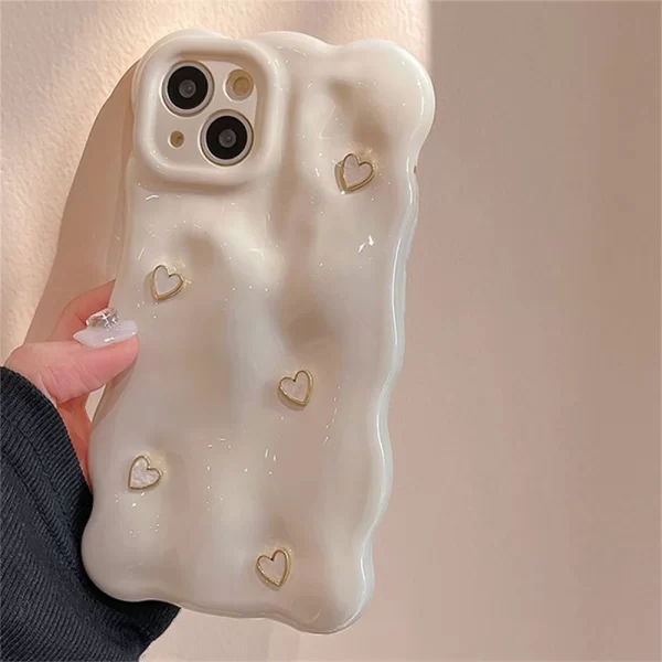 3D Fritillary Love Heart Wave Case – Glossy Shockproof Cover for iPhone 1