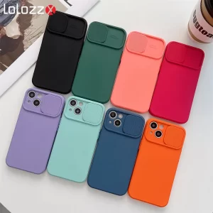 Slide Camera Protection Candy Color Case – Soft Silicone Bumper Cover for iPhone 1