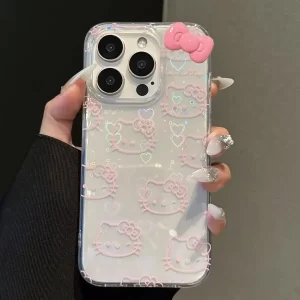 Sanrio Hello Kitty Bow Laser Case for iPhone 16, 15, 14, 13, 12, 11 Pro Max 1