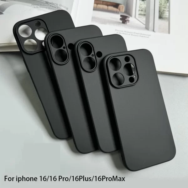 Luxury Matte Silicone Case – Black Shockproof Cover for iPhone 1