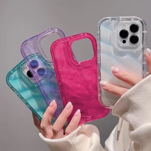 Wavy Transparent Candy Case for iPhone – Silicone Shockproof Bumper 1