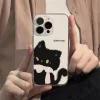 Cartoon Black & White Cat Couple Case – Paired Clear Cover for iPhone 3