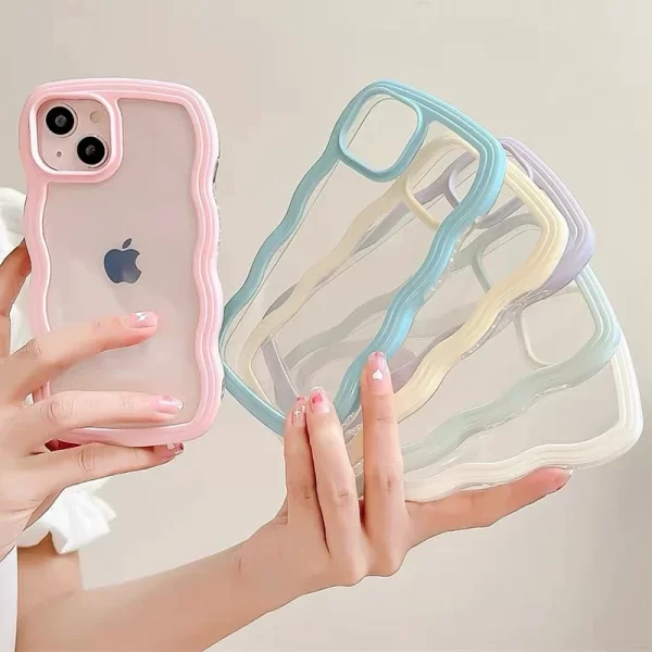 Soft Wavy Lines Candy Bumper Transparent Phone Case for iPhone 1