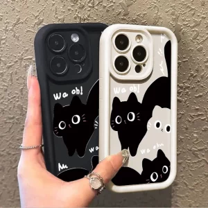 Little Black Cat Couple Cartoon Phone Case for iPhone 1