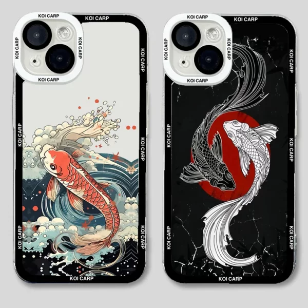 Art Fish Koi Carp Clear Case – Soft TPU Silicone Protective Cover for iPhone 1