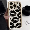 Black Lips Kiss Print Soft Matte Silicone Case for iPhone 16, 15, 14, 13, 12, 11 Pro Max 2