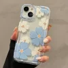 Summer Blue Large Flower Case – Transparent Soft Cover for iPhone 2