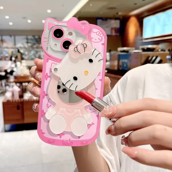 Sanrio Hello Kitty Mirror Case – Kawaii Y2K Soft Cover for iPhone 1