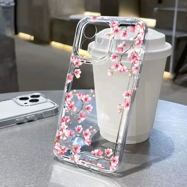 Floral Clear Shockproof Case for iPhone 16, 15, 14, 13, 12, 11 Pro Max 1